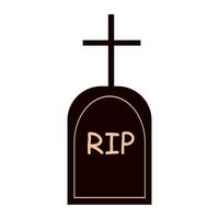 Grave on white isolated background. Halloween object. RIP. vector