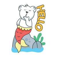 Trendy Mermaid Bear vector