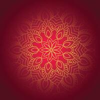 Decorative golden mandala on red background vector