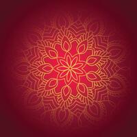 Decorative golden mandala on red background vector