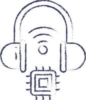 Headphone cpu hand drawn vector illustration