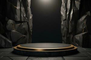 marble display podium for mockup . product advertisement . generative ai photo