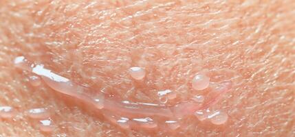 AI Generative Collagen And Hyaluron Serum Gel On Skin. Splashing of Hyaluron gel. photo