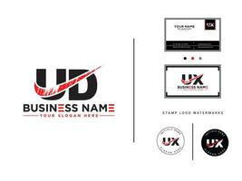 Ud, UD Brush Letter Logo Icon Vector With Business Card Design For You