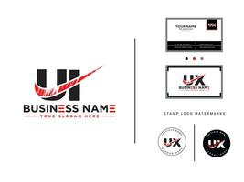 Ui, UI Brush Letter Logo Icon Vector With Business Card Design For You