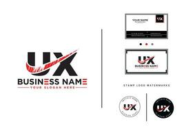 Ux, UX Brush Letter Logo Icon Vector With Business Card Design For You