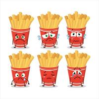 Cup of french fries cartoon character with sad expression vector