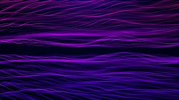 Abstract background with wavy shape particles, digital purple waves. Seamless loop 4k video