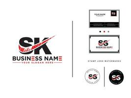 Sk, SK Modern Logo, Initial S Brush Letter Logo Art vector