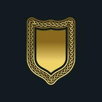 Gold Logo Element Template with Elegant Chain Shield vector