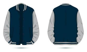 Two-tone varsity jacket front and back view vector