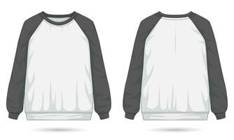 Raglan sleeve sweatshirt template front and back view vector