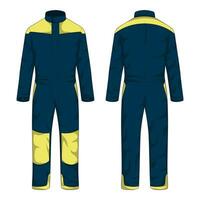 Coverall workwear mockup front and back view vector