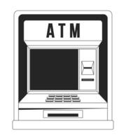 Automated banking machine flat monochrome isolated vector object. Transaction. Financial operation. Editable black and white line art drawing. Simple outline spot illustration for web graphic design