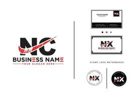 Brushstroke Nc Business Logo, Minimal NC Logo Letter Brush Icon Design vector