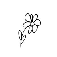 icono de flor. dibujado a mano simple contorno negro vector ilustración imágenes prediseñadas en estilo de fideos, aislado sobre fondo blanco