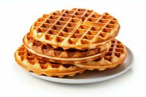 The heated sweet treat is a Belgium style waffle. Generate Ai photo