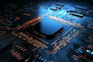 Cutting-edge microcircuit radiance Info wide view. Generate Ai photo