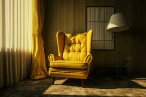 Comfortable Yellow armchair. Generate Ai photo