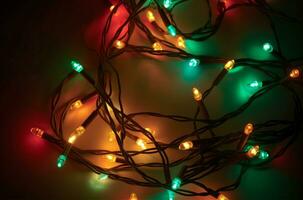 Colorful glowing Christmas lights. Generate ai photo