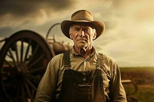pionero americano agricultor. generar ai foto