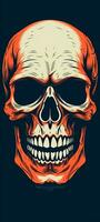 Background with a realistic skull with patterns of abstract shapes, leaves, flowers. photo