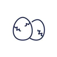 cracked eggs line icon on white vector