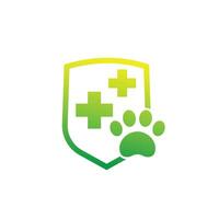 Pet insurance icon with a shield vector