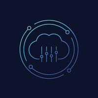 Cloud settings icon, linear design vector