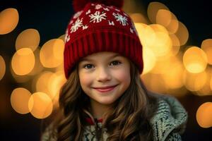 Cheerful girl Enjoying Christmas Celebration in Winter Attire AI Generative photo