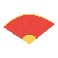 Chinese red fan with gold . Vector cartoon