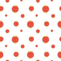 Seamless pattern chinese lanterns red. vector