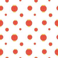 Seamless pattern chinese lanterns red. vector