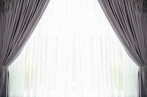 purple brown window curtains transparent white underwear photo