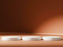 Minimal abstract geometric podium brown gradient background for product presentation. photo