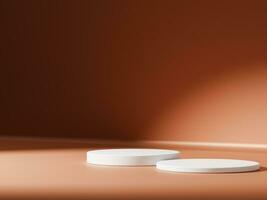 Minimal abstract geometric podium brown gradient background for product presentation. photo