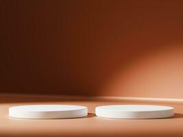 Minimal abstract geometric podium brown gradient background for product presentation. photo