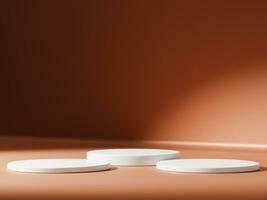 Minimal abstract geometric podium brown gradient background for product presentation. photo