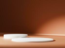 Minimal abstract geometric podium brown gradient background for product presentation. photo