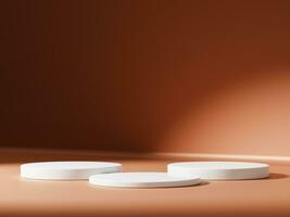 Minimal abstract geometric podium brown gradient background for product presentation. photo