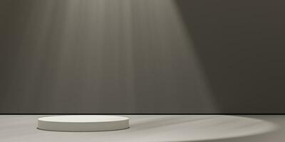 3d monitor podio marrón antecedentes. glamour mínimo blanco pedestal para belleza, cosmético producto presentación. foto