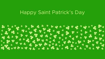 Happy Saint Patrick's day green background. Green clover leaves pattern. Vector illustration.