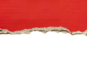 Red ripped paper torn edges strips isolated on white background photo