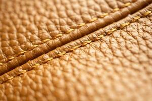 luxury brown leather bag texture background with stitching photo