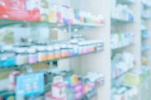 pharmacy drugstore shelves interior blurred abstract background photo