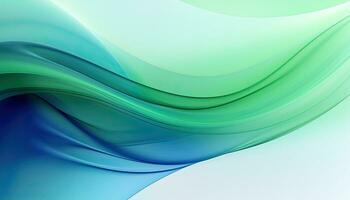 Green and blue wave abstract backgrounds, fluid and flowing colorful curves lines. Generative AI photo