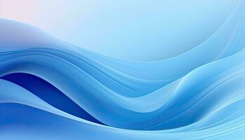 Abstract wave in blue background. Soft lines and shapes, delicate curves. Generative AI photo