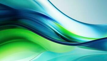 Abstract backgrounds with green and blue wave, fluid and flowing colorful curves lines. Generative AI photo