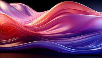 Pink and blue waves abstract background. Blue and amber futuristic chromatic waves. Generative AI photo