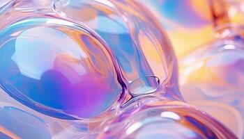 Colorful abstract background with colored bubbles and swirl of liquid pastel color. Generative AI photo